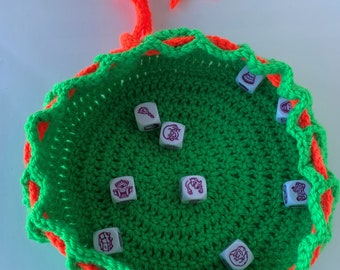 Borsa per dadi/vassoio per rotolare all'uncinetto