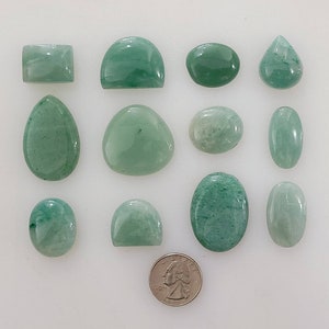 Beautiful Green Aventurine Cabochons - Natural Stone Large Cabs for Wire Wrap Jewelry