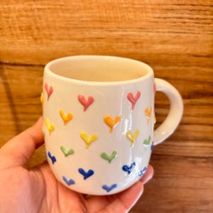 Tiny hearts 3D Handmade Ceramic Mug – 300ml Coffee Mug, Gifts for girlfriend, mommy gifts, kitchen finds image 3