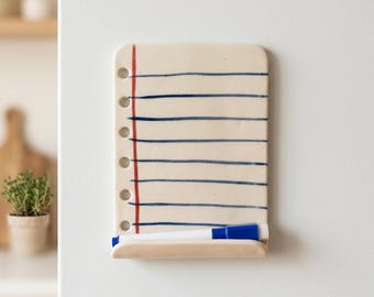 Ceramic Magnetic Whiteboard – Pottery desk Memo Board - Ceramic Reminder List l  ( 11 x 14 cm) marker with eraser free