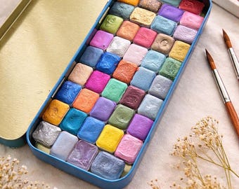 Metallic-Aquarellfarben-Set – 42 schimmernde Glimmerfarben, Künstlergeschenk, Kalligrafie-Farben-Set