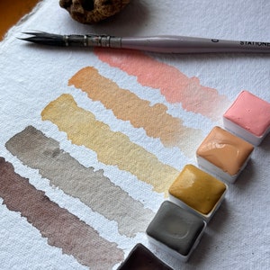 Handmade Skin Tone Watercolor Paint Set, Pastel Palette (5-Pan)