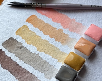 Handmade Skin Tone Watercolor Paint Set, Pastel Palette (5-Pan)