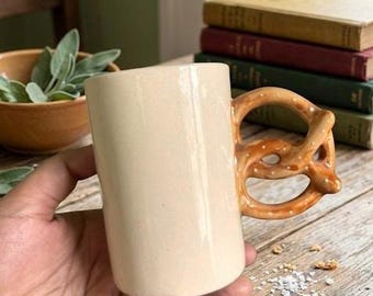 Handmade Pretzel ceramic mug 300 ml , gifts for mom