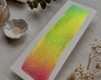 Acquerello cangiante color verde acqua, viola e rosa con finitura cromata – Pittura fatta a mano - Mezza pastiglia multicromatica per calligrafia