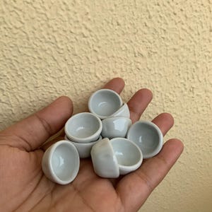 Empty Ceramic Paint pans - set of 5 round ceramic pans , moon Ceramic empty watercolor pans , Paint storage pans, artist supplies