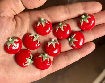 Ceramic tomato  fridge magnet- Cute refrigerator magnets - Pack of 5 ( approx 1.5-1.8 cm)