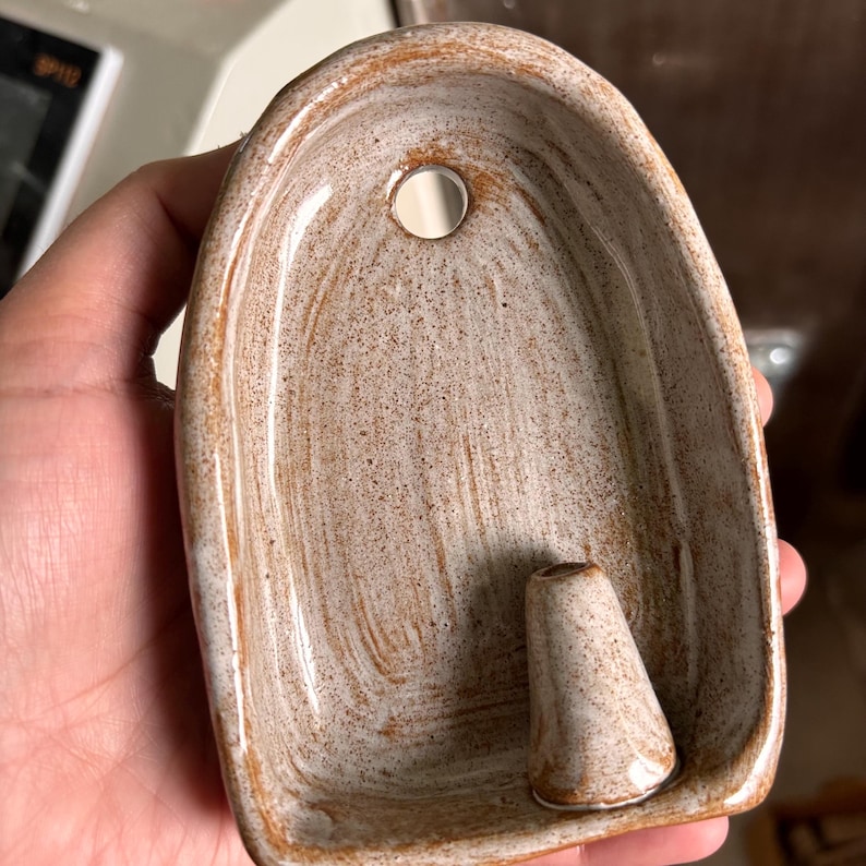 Rustic small ceramic wall hanging with budvase, Terracotta finish ceramic altar 10 cm, ceramic wall sconce image 13