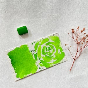 Neon green handmade Watercolor - green fluorescent paint-  Gift for artist - Watercolor painting - green neon Paints - Mytinyjournal