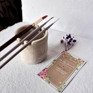 Recipiente de cerámica para pinceles, soporte para pinceles, paleta de acuarela, recipiente para enjuagar pinceles