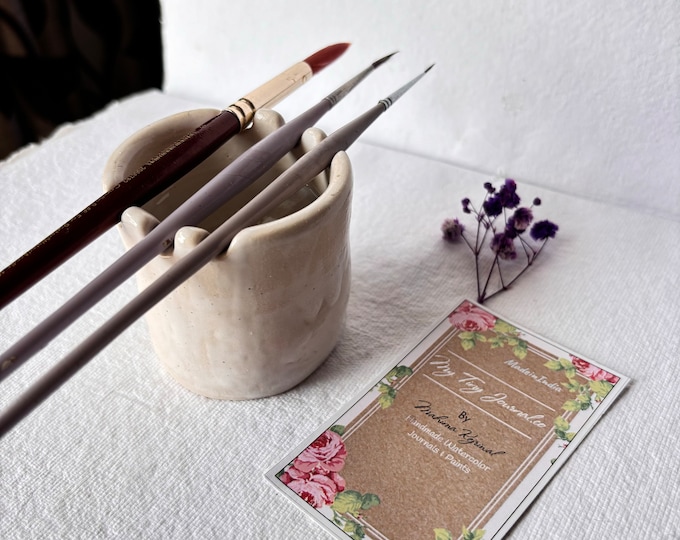 Ceramic Paint Brush Cup, Brush Rest, Watercolor Palette, brush rinsing cup