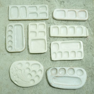 1 mystery Miniature Ceramic Palette , Paint Palette set - Art Palette -  Watercolor palette - travel palette