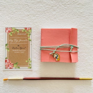 Pink Mini Watercolor Journal -7x6 cm , gifts for her , wedding favours, art retreat , handbound journal