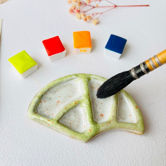 Ceramic Palette for Watercolor Painting _ Mixing Paint Palette Handmade  Watercolors by Mytinyjournal.co 