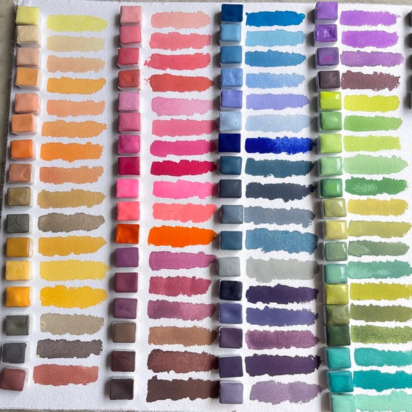72 Pastel Handmade Watercolor Paint Set - Artist Gift, Landscape & Floral
