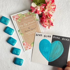 Bora Bora- Metallic sky blue mica watercolor paint - Calligraphy Handmade paint- Metallic Watercolor, Shimmer paint, mica watercolor
