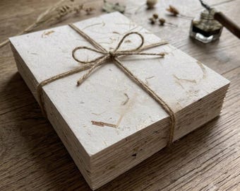Handmade Cotton Paper with flower petals and golden flecks, A5 size , 20 Sheets