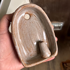Rustic small ceramic wall hanging with budvase, Terracotta finish ceramic altar 10 cm, ceramic wall sconce image 14