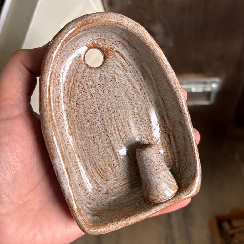 Rustic small ceramic wall hanging with budvase, Terracotta finish ceramic altar 10 cm, ceramic wall sconce image 14