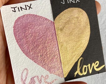 Jinx -  golden pink Metallic Watercolor Half Pan - Handmade Shimmer Paint