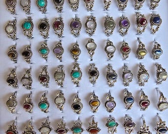 Set of 5 mystery gemstone rings, bulk ring lot