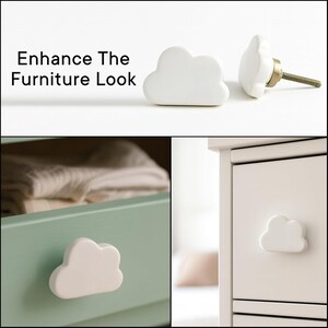 White cloud ceramic door knobs, minimalist Ceramic Door Knob, Cupboard Cabinet Pull Handle, pottery gifts - 1 piece image 4