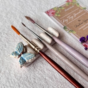 Butterfly Ceramic Brush Rest, Handmade Pottery Pen Holder, Artist Gift