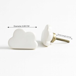 White cloud ceramic door knobs, minimalist Ceramic Door Knob, Cupboard Cabinet Pull Handle, pottery gifts - 1 piece image 3
