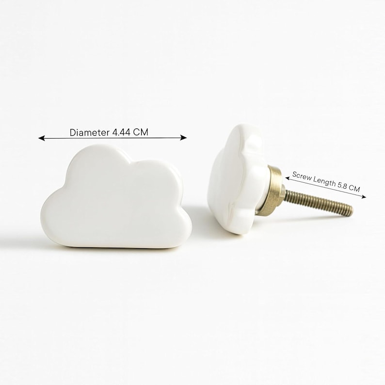 White cloud ceramic door knobs, minimalist Ceramic Door Knob, Cupboard Cabinet Pull Handle, pottery gifts - 1 piece image 3