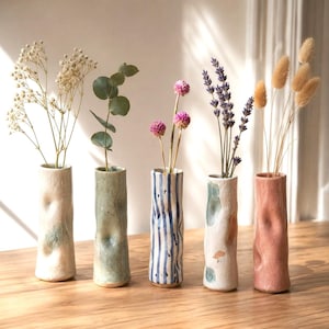 Spring ceramic stem vase , wobbly spring vase, Ikebana flower decor vase , 6 inch