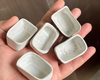 Rectangle Ceramic Paint Pans - Set of 5 , ceramic ink pots, Ceramic paint pots