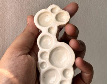 Mini bubbly organic glossy white watercolour ceramic palette
