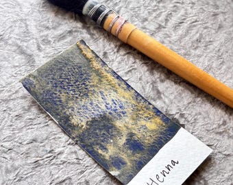 HENNA-  yellow ochre, Green Blue granulating watercolor paint - Unique paints for artists