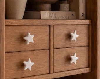 White star ceramic door knobs, minimalist Ceramic Door star Knob, Cupboard Cabinet Pull Handle, pottery gifts - 1 piece