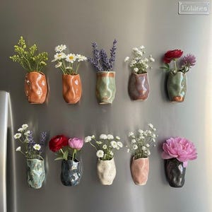 Cute mystery assorted wobbly Ceramic pot fridge magnet , mystery ceramic fridge magnet budvase, Christmas gift, mom gifts