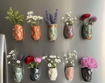 Cute mystery assorted wobbly Ceramic pot fridge magnet , mystery ceramic fridge magnet budvase, 5-6 cm, kitchen gift