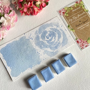 Frozen- icy blue Handmade Watercolor- Creamy  Handmade Paint Half Pan- Light Blue Handmade paint watercolor , loose watercolor