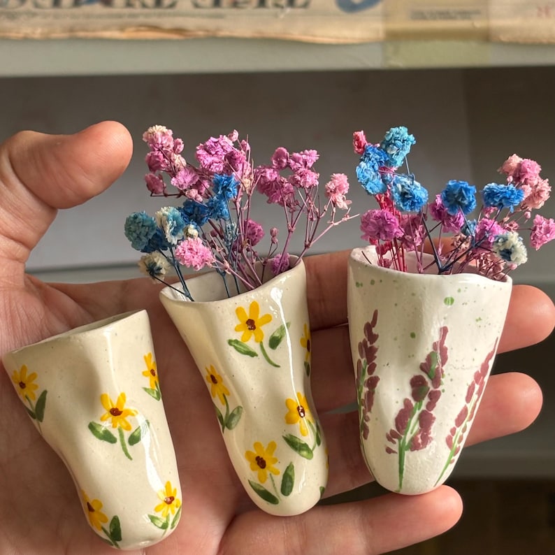 Cute mystery assorted wobbly Ceramic pot fridge magnet , mystery ceramic fridge magnet budvase, 5-6 cm, kitchen gift image 9