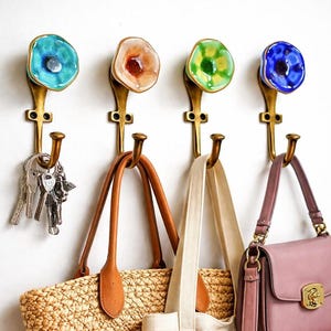 Poppy floral Ceramic wall Hook, , Decorative Hook, Coat Hook, Unique Key Holder, Bathroom Hook, Hallway Hook, Wall Hook for Plants