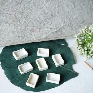 Empty Ceramic Paint pans - set of 5 rectangle shaped , clay Ceramic empty watercolor pans , Paint storage pans, artist supplies