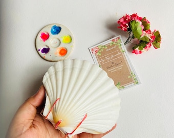 Seashell watercolor Journal, Scallop notebook, clam sketchbook,  Seashell Diary- Scallop Journal - Scallop diary 140 lb Watercolor journal