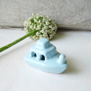 ceramic boat miniature , boat  figurine , ship miniature, island ceramic figurine , beach boat ceramic miniature, gifts for mom