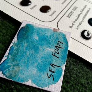 Green blue Granulating watercolor - Sea Foam- Green Blue paint -Granulating  Handmade Watercolors, Granulation Paint half pan - teal paint
