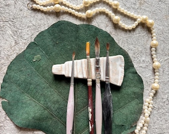 Handmade ceramic brush holder - paint tube shaped