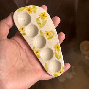 Seconds sale - Unique flower painted ceramic palette , best gift for her,