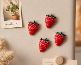 Strawberry fridge magnet-  ceramic - Pack of 3 strawberry magnet ( approx 2.5 cm)