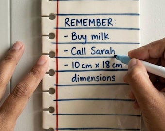 Large Ceramic Magnetic to do list memo board – Pottery desk reminder magnet - Ceramic Reminder List l  ( 10 x 18 cm) marker with eraser free
