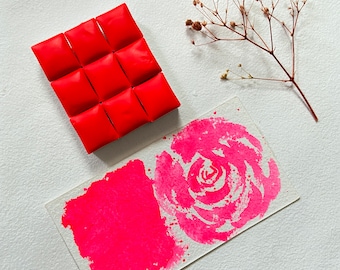 Neon Pink Watercolor Paint: Handmade Vegan Single Half Pan