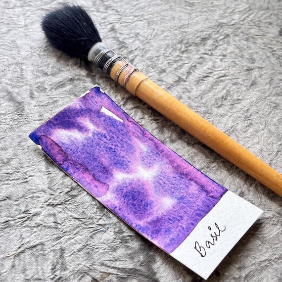 Granulating watercolor- basil - blue purple Granulating paint, Granulating Handmade Watercolors, Granulation Paint, USA DUTY PREPAID
