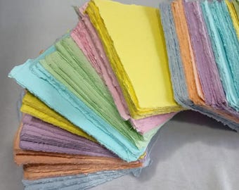 Handmade Pastel Cotton Paper, Deckle Edge, 6x6 Scrapbooking Sheets (20 Pack)